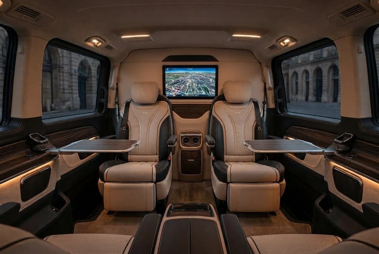 Intérieur cuir du van, sièges passagers